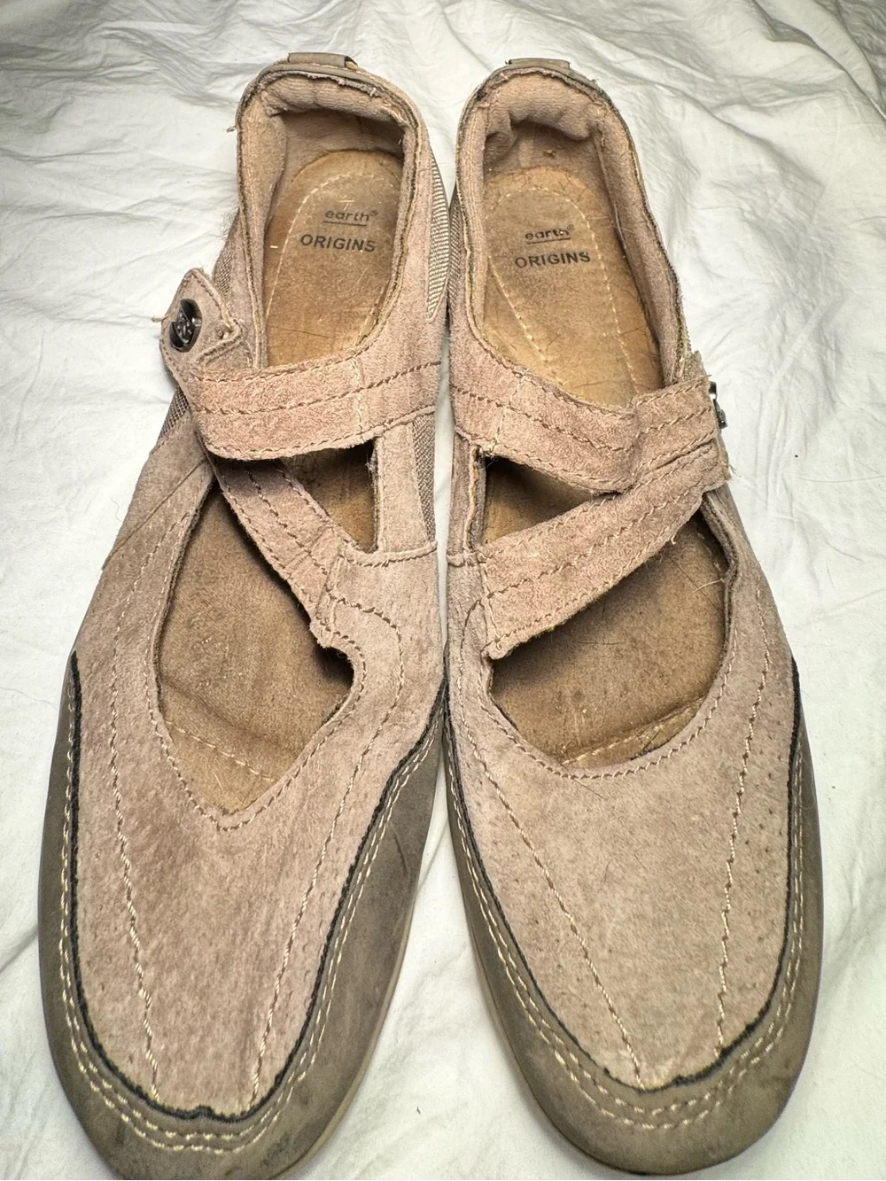 Earth Origins Taupe Leather Mary Jane Comfort Shoes Women’s 8.5